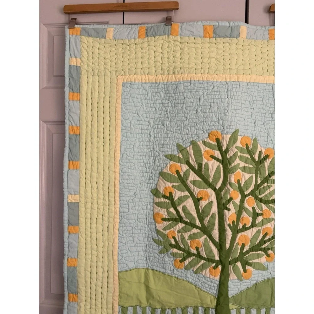 Crate and Barrel The Land of Nod Orange Tree Crib Toddler Bed Quilt Patchwork